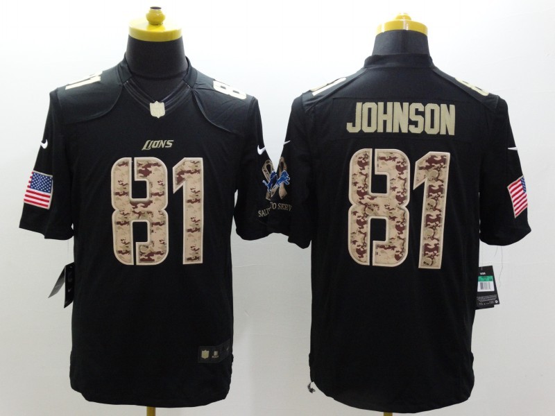 Men's Detroit Lions Calvin Johnson #81 Black Jersey